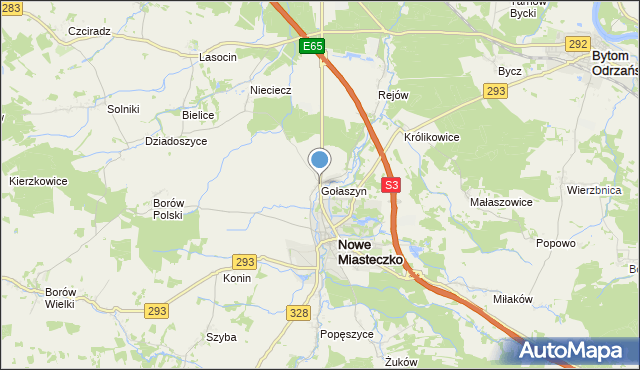 mapa Gołaszyn, Gołaszyn gmina Nowe Miasteczko na mapie Targeo
